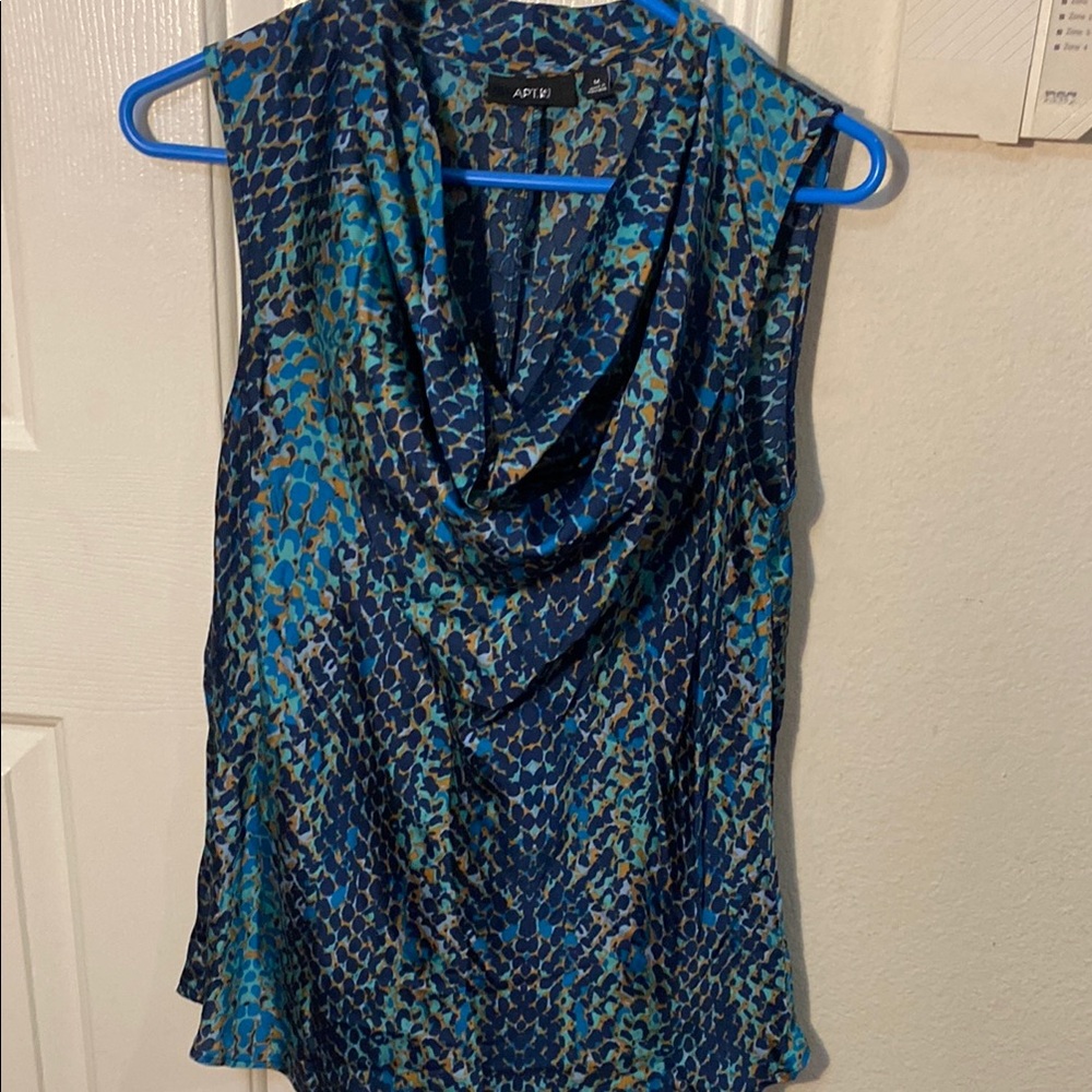Apt. 9 Blue and Green Draped Blouse